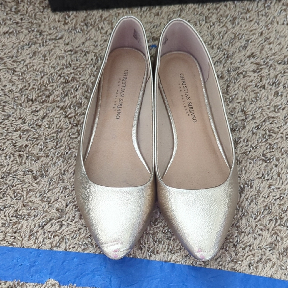 Christian Siriano Metallic Gold Flats